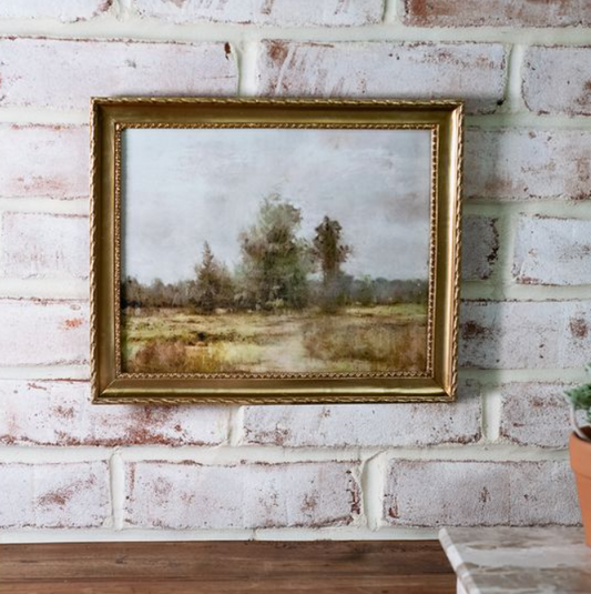 Gold Frame Prairie Landscape, Feathered Farmhouse