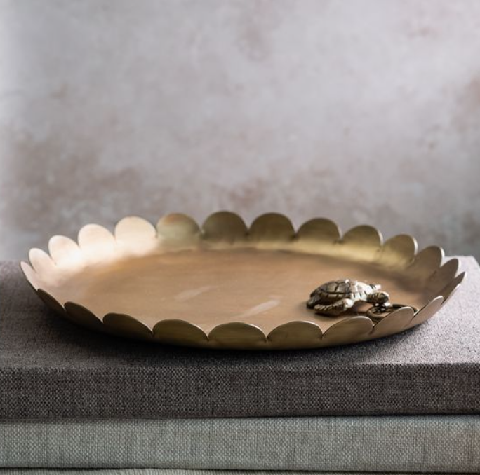 Scallop Brass Tray, Feathered Farmhouse