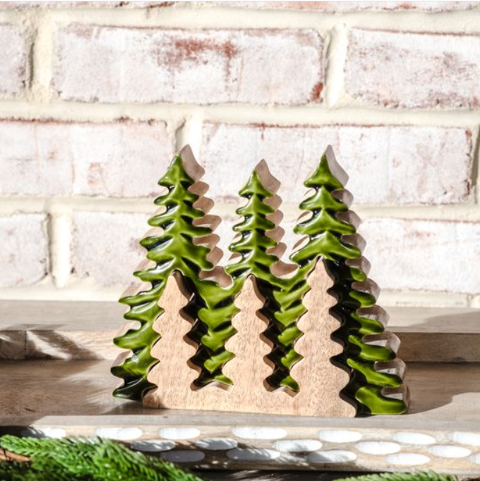 Wood Trees with Three Cut Trees, Feathered Farmhouse