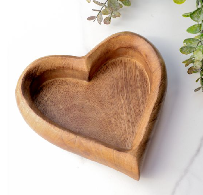 Wooden Heart Tray, Feathered Farmhouse