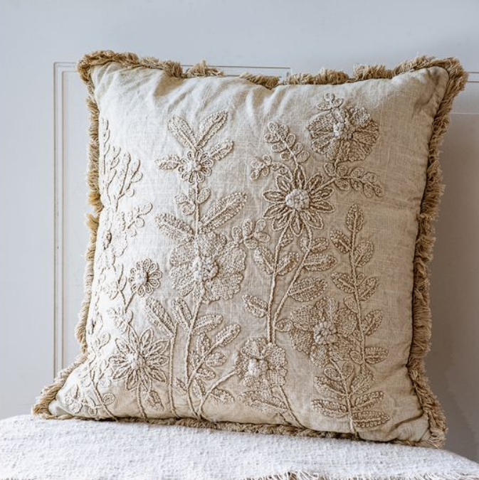 Ivory Zinnia Pillow, Feathered Farmhouse