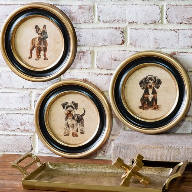 Round Dog Framed Prints, Feathered Farmhouse