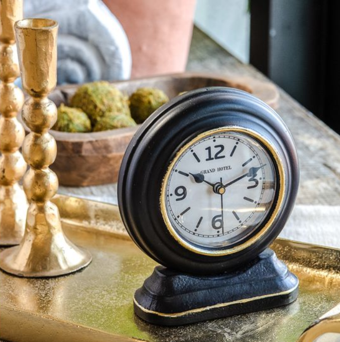 Antique Gold Clock, Feathered Farmhouse