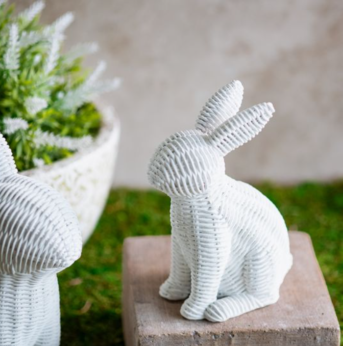 White Rattan Bunny, Feathered Farmhouse