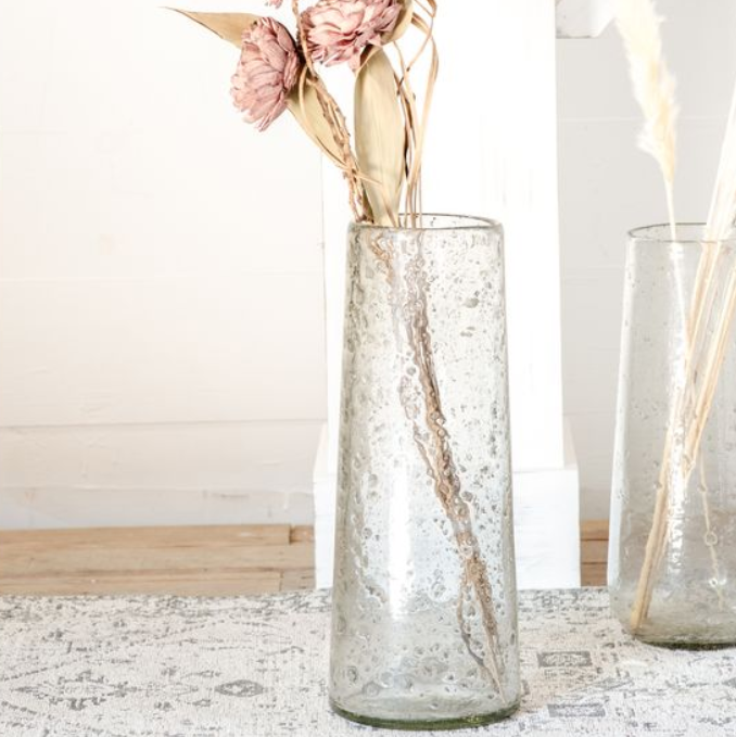 Stonewash Glass Vase, Feathered Farmhouse