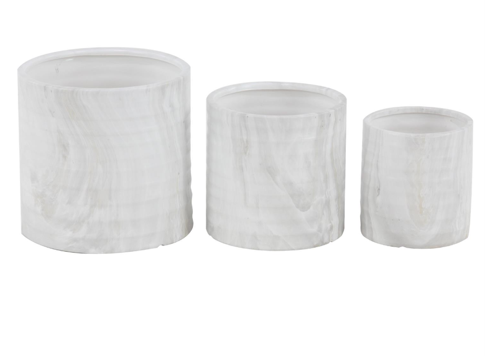 White Porcelain Handmade Planter, Feathered Farmhouse