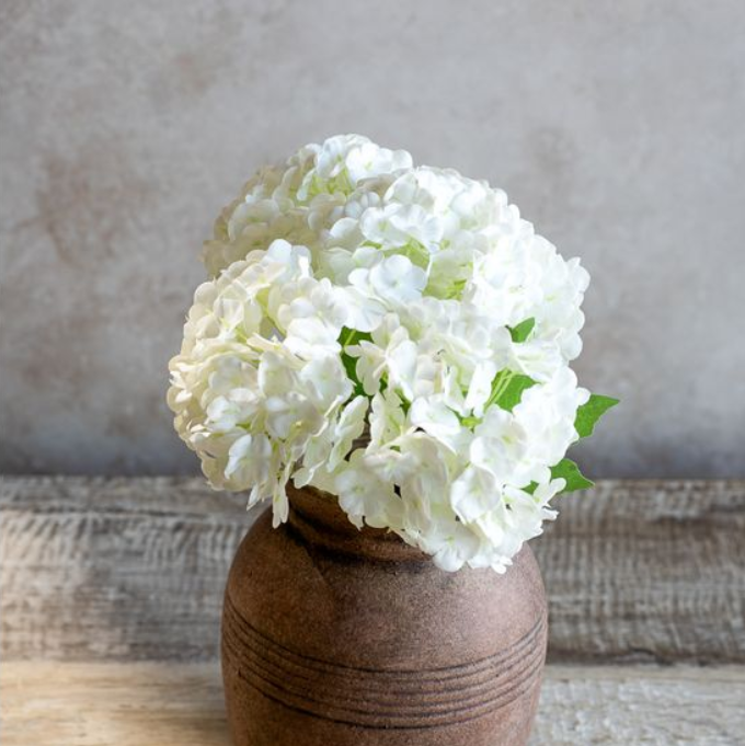 White Mini Hydrangea Bunch, Feathered Farmhouse