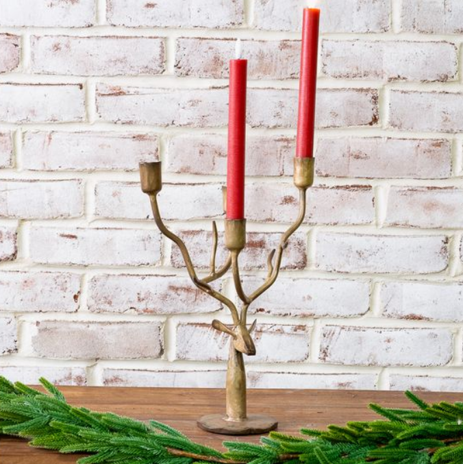 Antler Candle Holder, Feathered Farmhouse