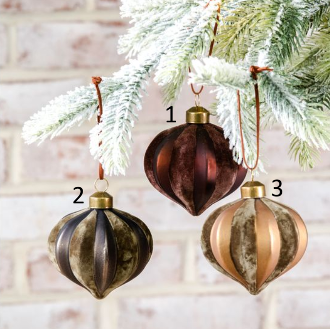 Velvet & Glass Teardrop Ornament, Feathered Farmhouse