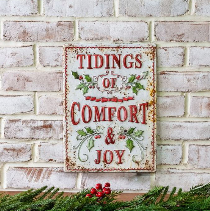 Tidings Holiday Sign, Feathered Farmhouse
