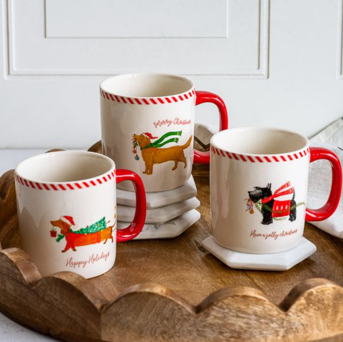 Festive Dog Mug, Feathered Farmhouse