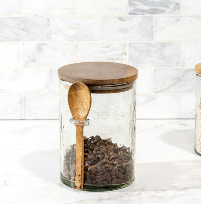 Hammered Jar with Wood Lid