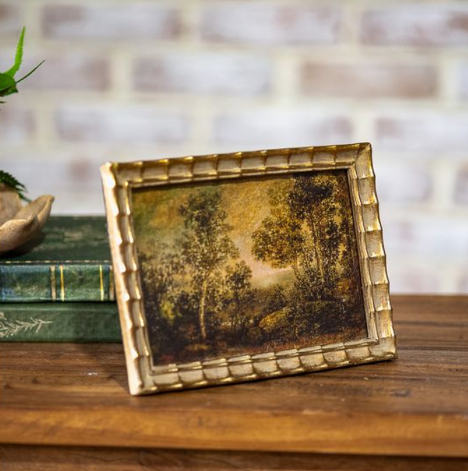 Antique Gold Scallop Edge Frame, Feathered Farmhouse