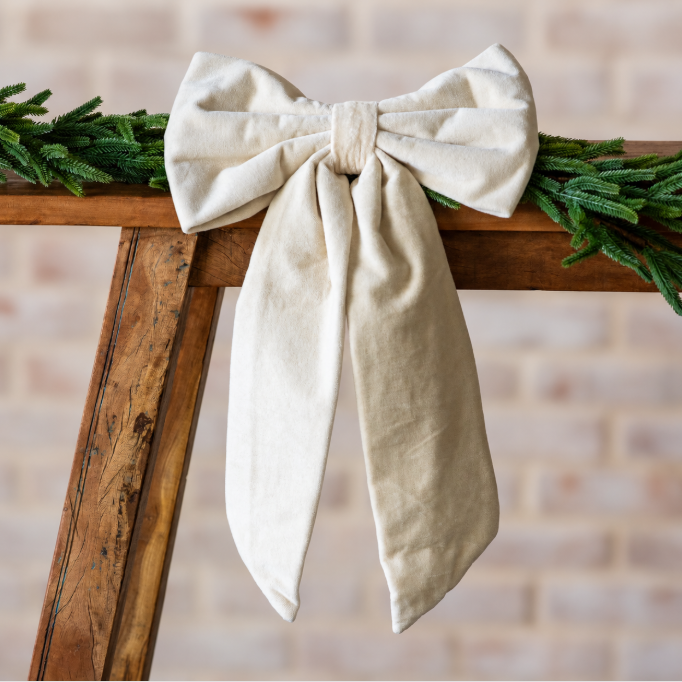 Ivory Velvet Bow, Feathered Farmhouse
