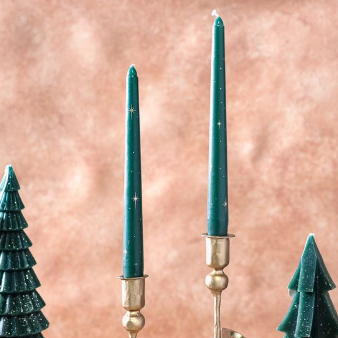 Christmas Taper Candles, Feathered Farmhouse