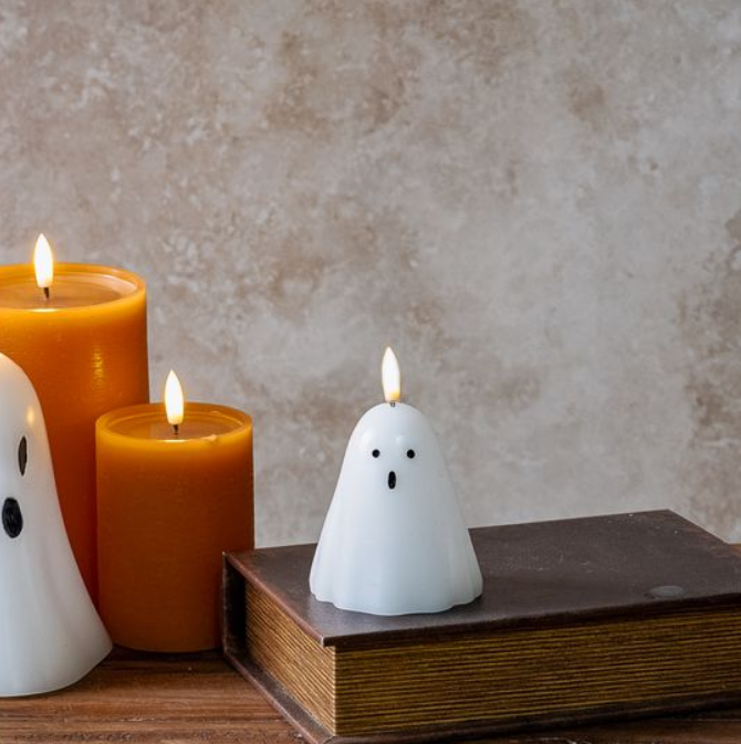 Halloween Ghost Candle, Feathered Farmhouse