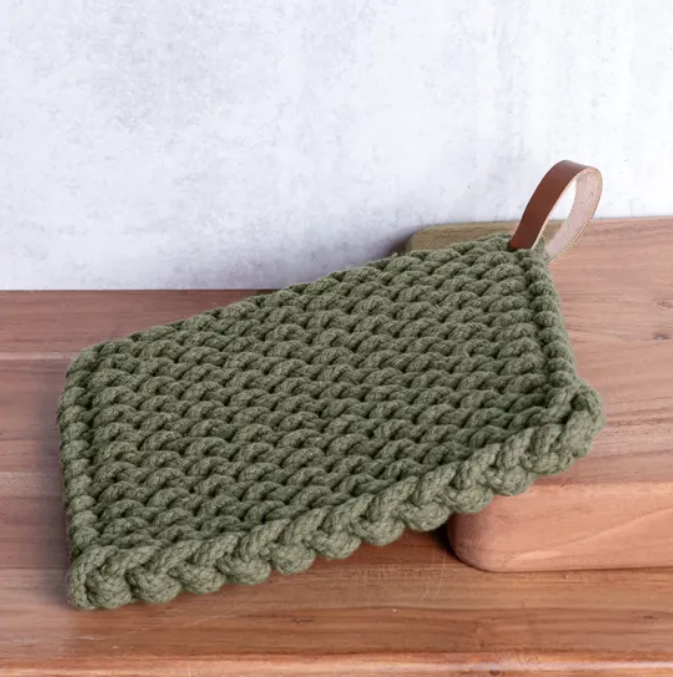 Leather Strap Pot Holder, Feathered Farmhouse