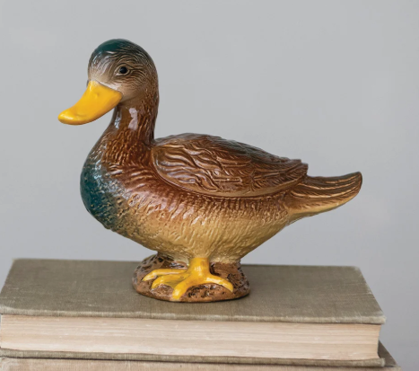 Brown Stoneware Mallard, Feathered Farmhouse