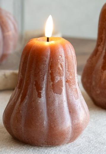 LED Gourd Candle, Feathered Farmhouse