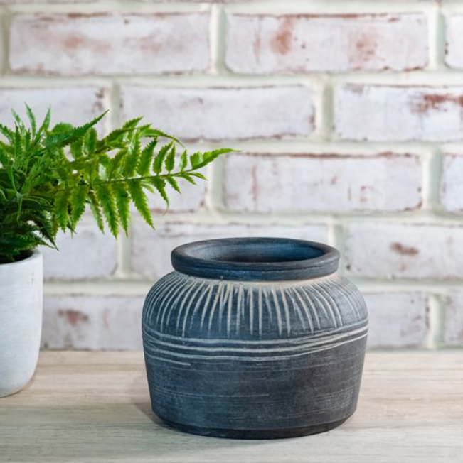 Charcoal Line Vase, Feathered Farmhouse