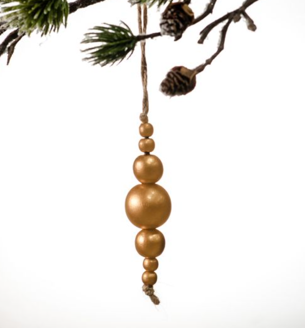 Gold Bead Ornament, Feathered Farmhouse