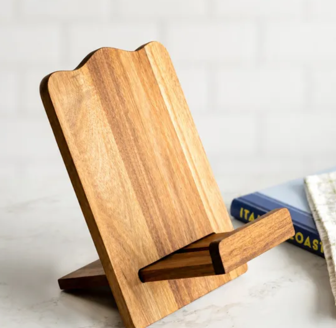 Acacia Wood Cookbook Stand, Feathered Farmhouse