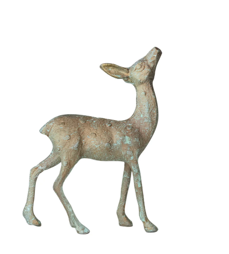 Gold Verdigris Finish Deer Looking Up