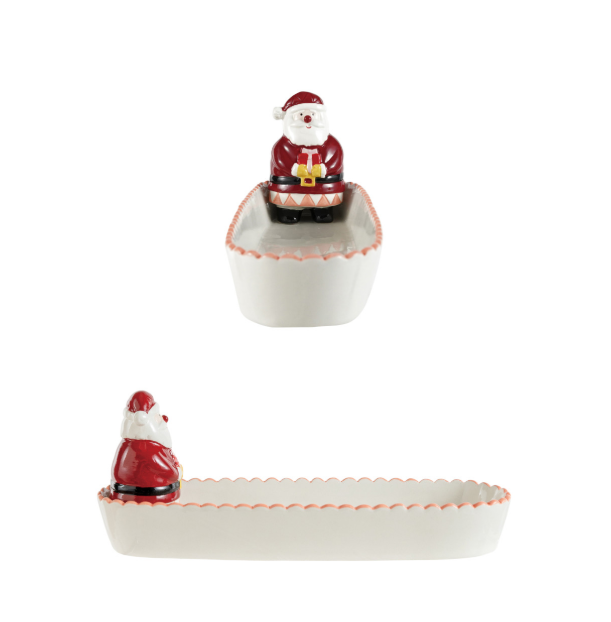 Santa Ceramic Scalloped Dish, The Feathered Farmhouse