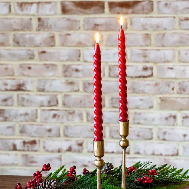 Red LED Twist Taper Candles, The Feathered Farmhouse