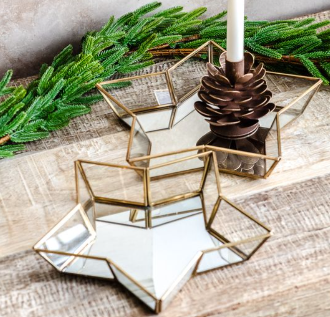 Antique Brass Star Mirror Tray, The Feathered Farmhouse