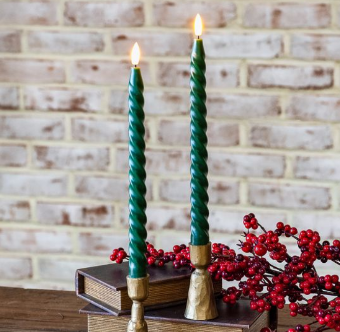 Green LED Twist Taper Candle, The Feathered Farmhouse