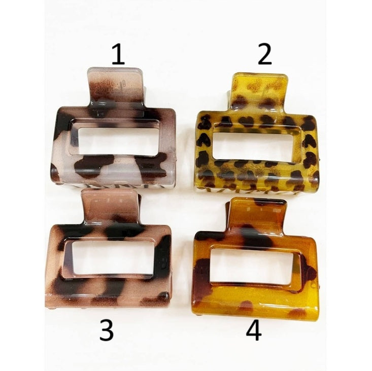 Tortoise Shell Pattern Leopard Jaw Clips, Feathered Farmhouse