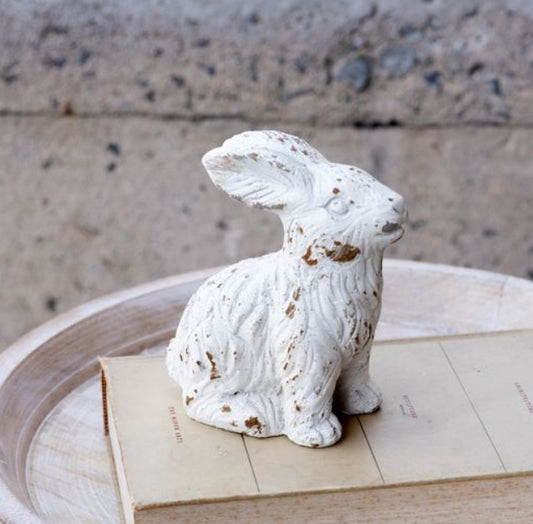 Weathered Cement Rabbit, Feathered Farmhouse