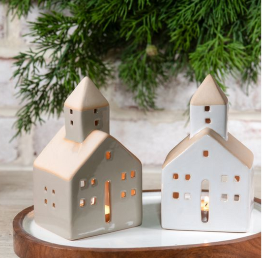 Beige + White Mini House Decor, Feathered Farmhouse
