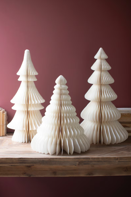 Accordion Paper Christmas Trees, Feathered Farmhouse