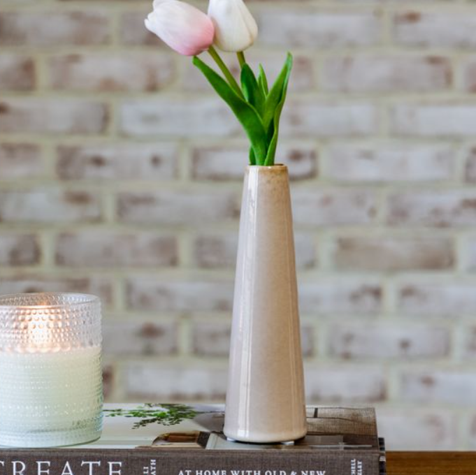 Tri Color Artisan Vase, Feathered Farmhouse
