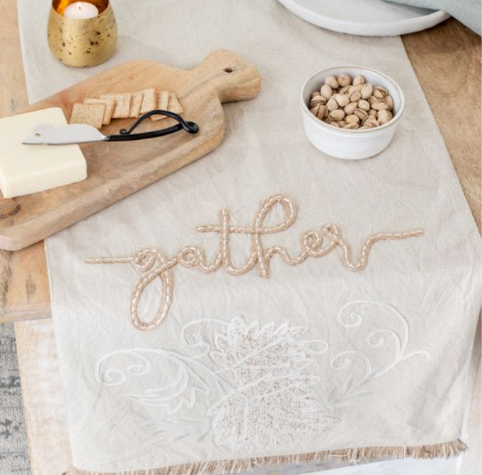 Beige 'Gather' Table Runner, Feathered Farmhouse