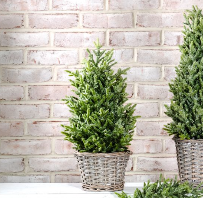 Glitter Topiary in Basket, Feathered Farmhouse