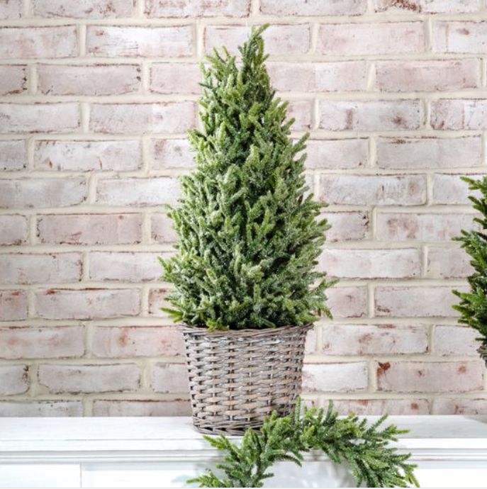 Glitter Topiary in Basket, Feathered Farmhouse