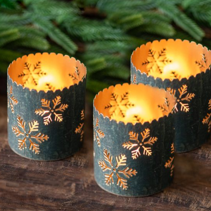 Dark Green Holiday Votive, Feathered Farmhouse
