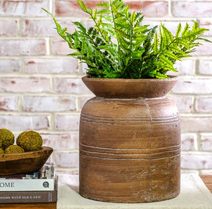Brown Terracotta Line Vase