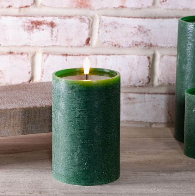 Green LED Pillar Candle