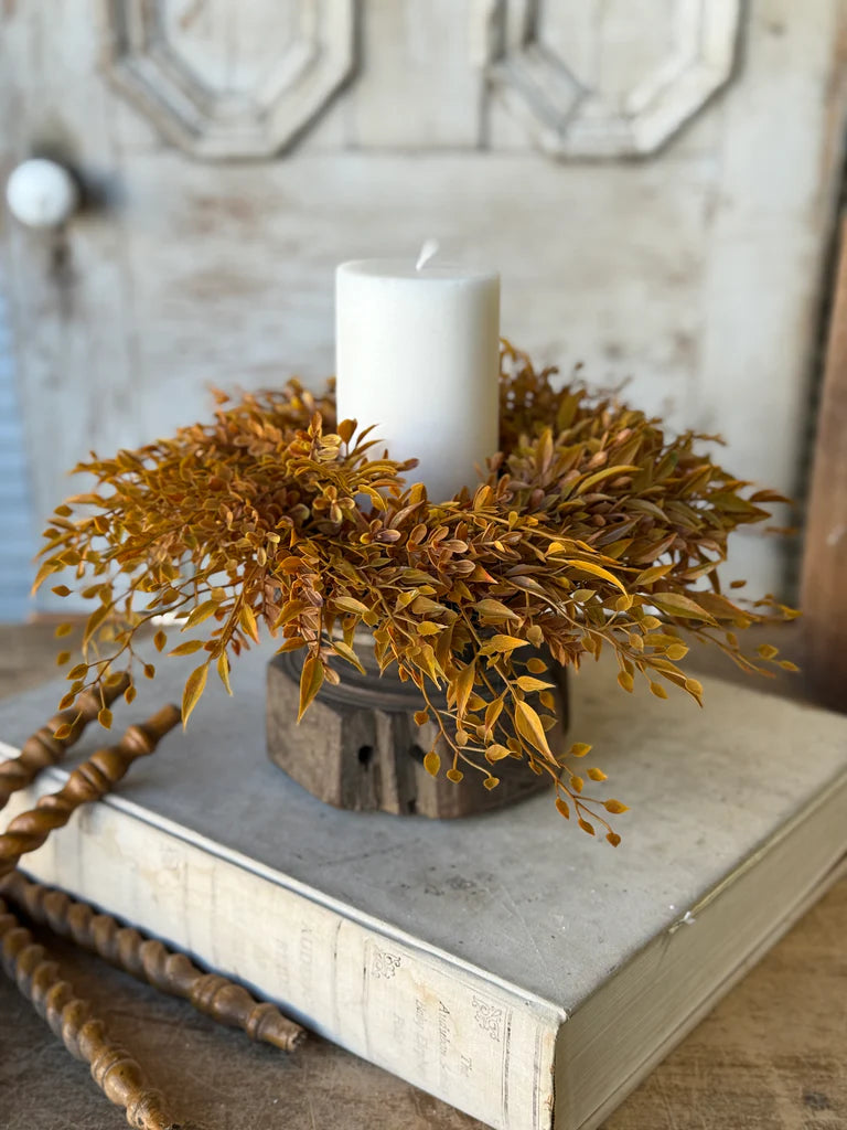 Barley Twist Sage Candle Ring, Feathered Farmhouse