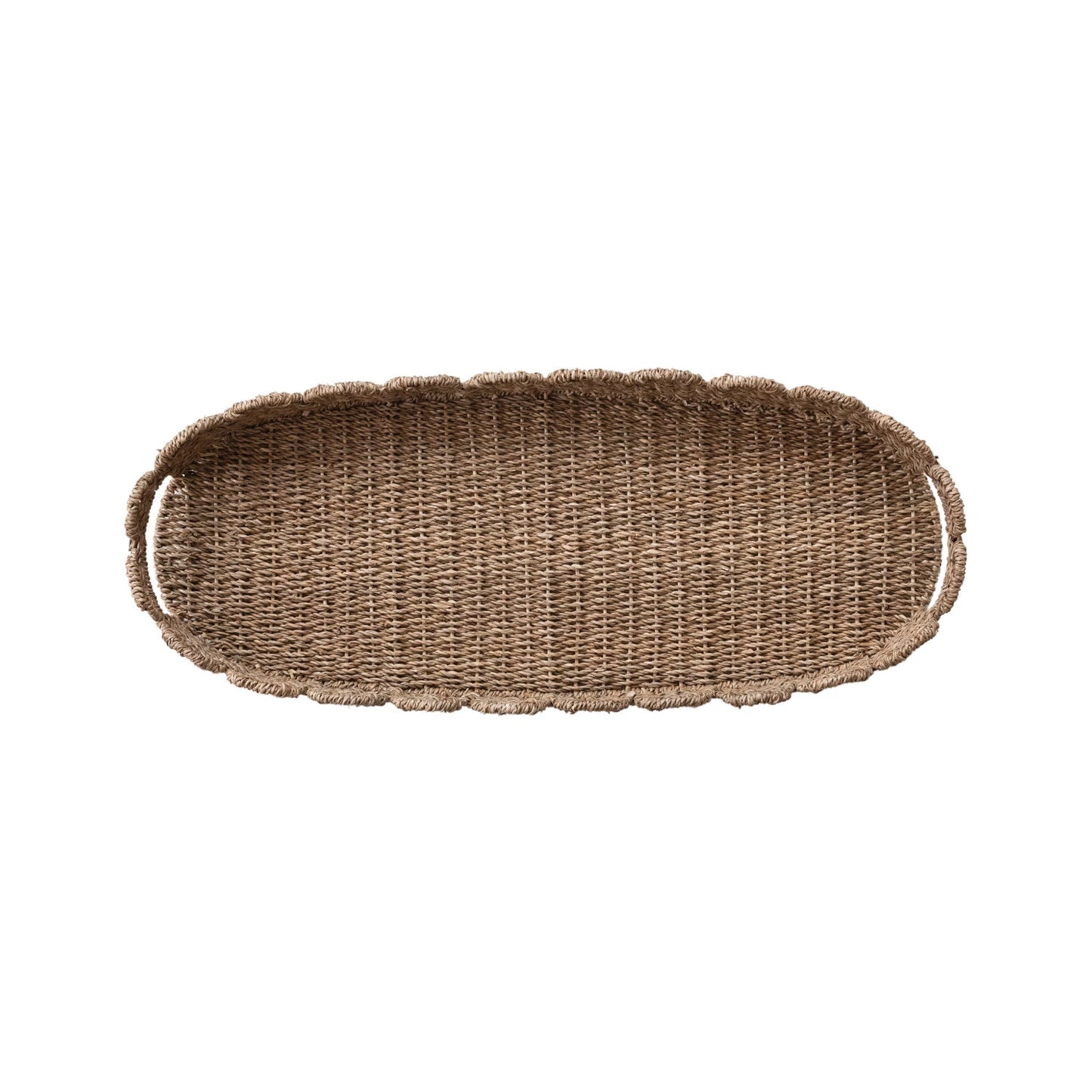 Bankuan Scalloped Tray with Handles, Feathered Farmhouse