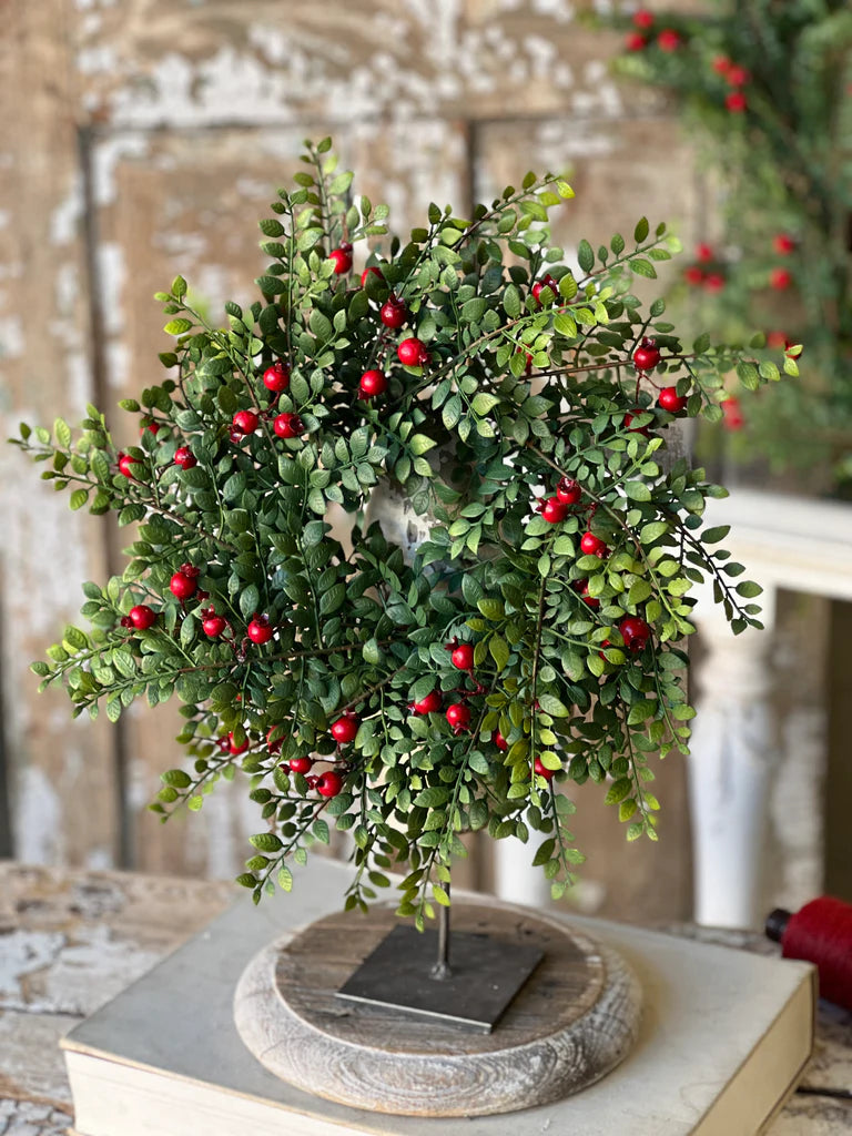 Lively Berry Bough Candle Ring, Feathered Farmhouse