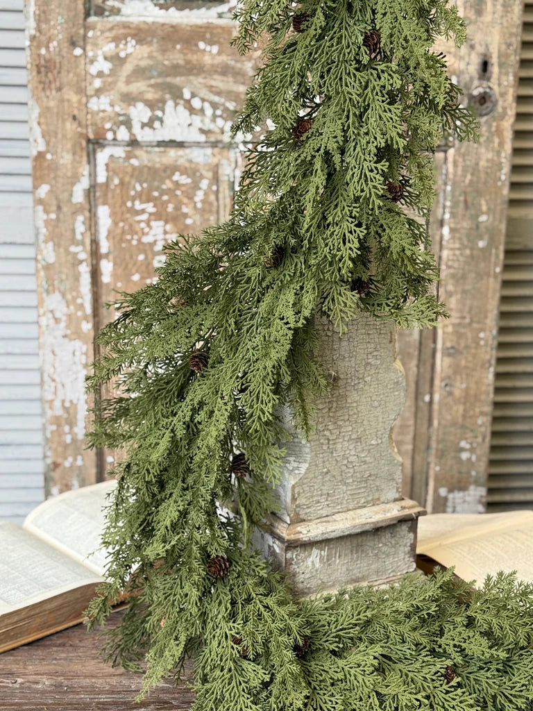 Sentiment Cedar Garland, Feathered Farmhouse