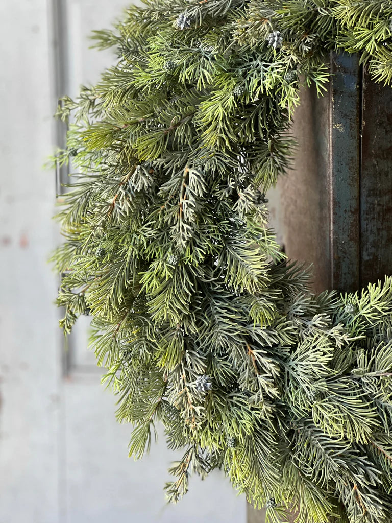Glacier Greens Wreath, Feathered Farmhouse