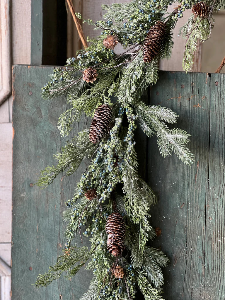 Greensleeves Pine Garland, Feathered Farmhouse