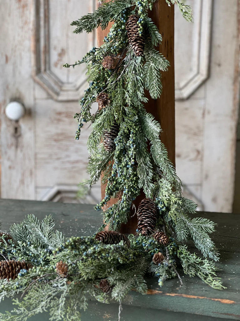 Greensleeves Pine Garland, Feathered Farmhouse
