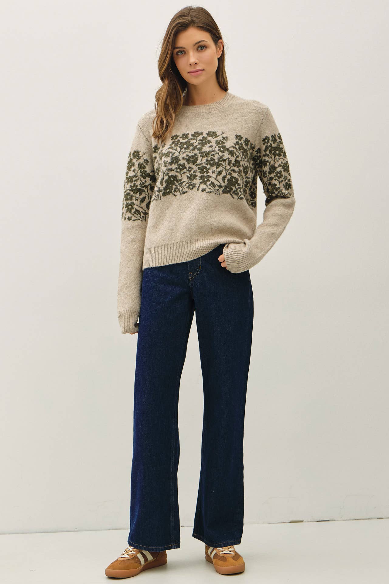 Floral Mid-Striped Sweater, Feathered Farmhouse